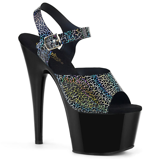 Pleaser Sandalias para mujer ADORE-708n-CK Blk Crackle Holograg TPU / BLK