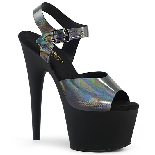 Pleaser Sandalias para mujer ADORE-708n-DT Pewter Holograma TPU / BLK MATE
