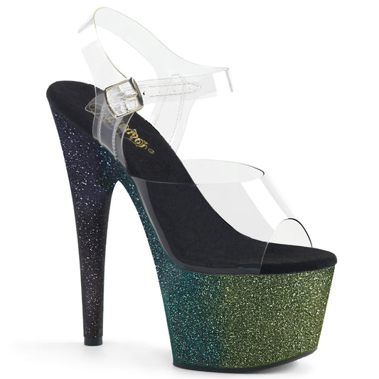 Pleaser Sandalias para mujer ADORE-708ombre clr / esmeralda-Poison-Blk ombre