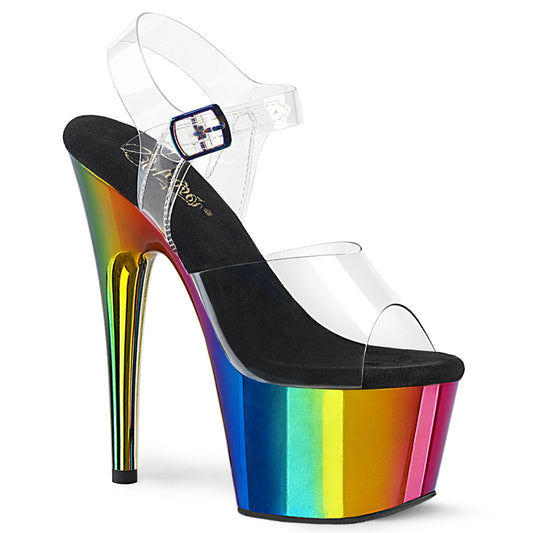 Pleaser Sandalias para mujer ADORE-708rc clr /Rainbow Cromo
