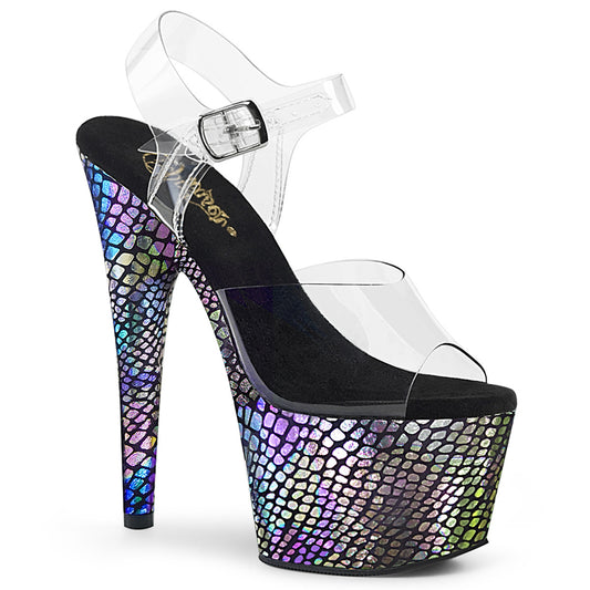 Pleaser Sandalias para mujer ADORE-708SP CLR / PURPLE HOLO envuelto