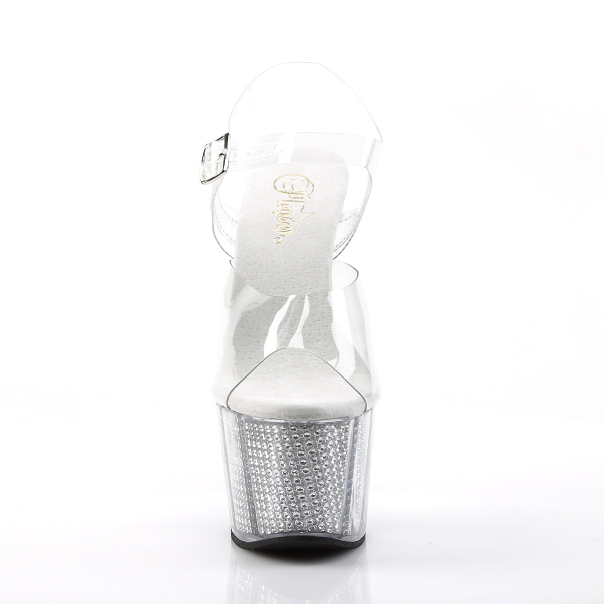 Pleaser Sandalias para mujer ADORE-708srs clr / slv srs