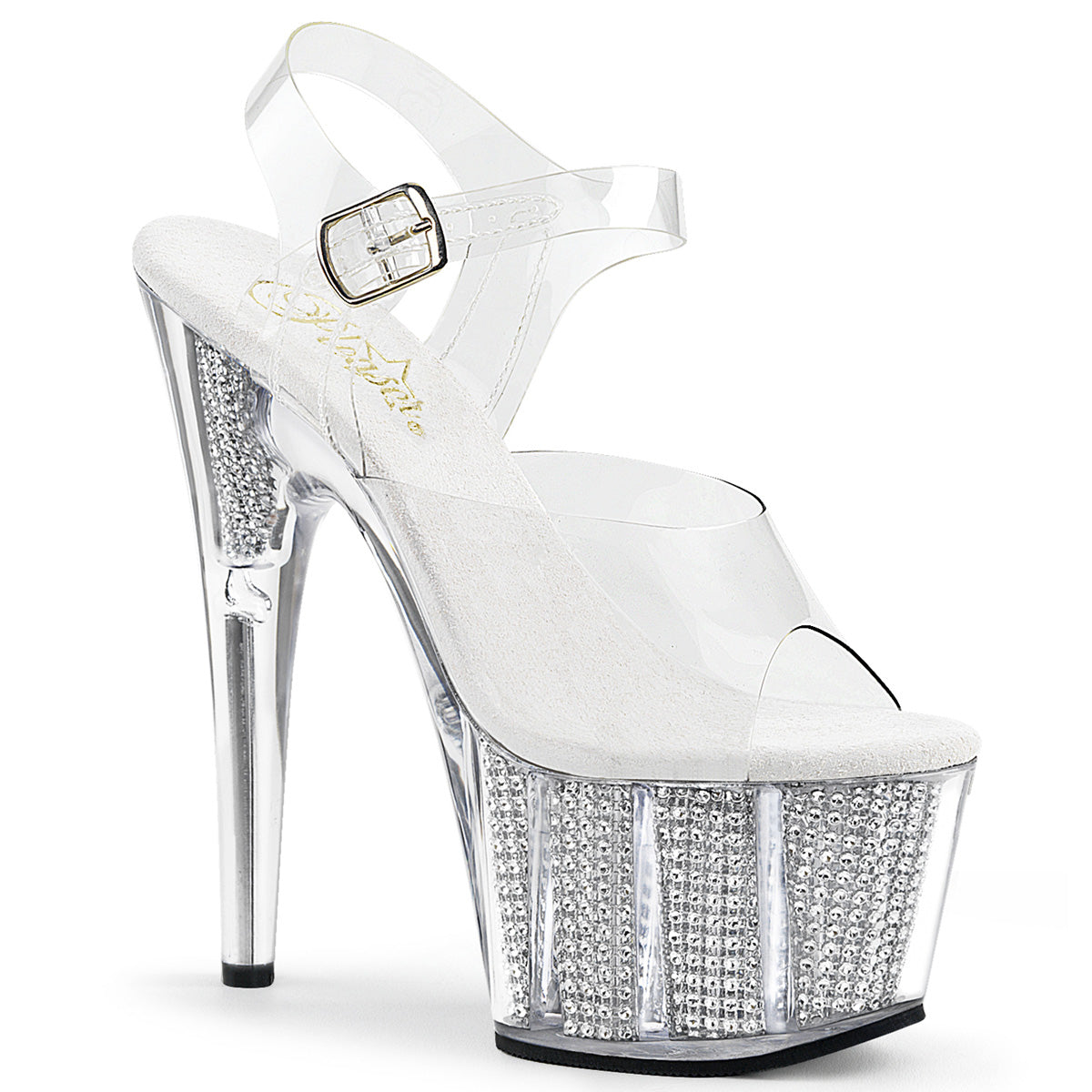 Pleaser Sandalias para mujer ADORE-708srs clr / slv srs