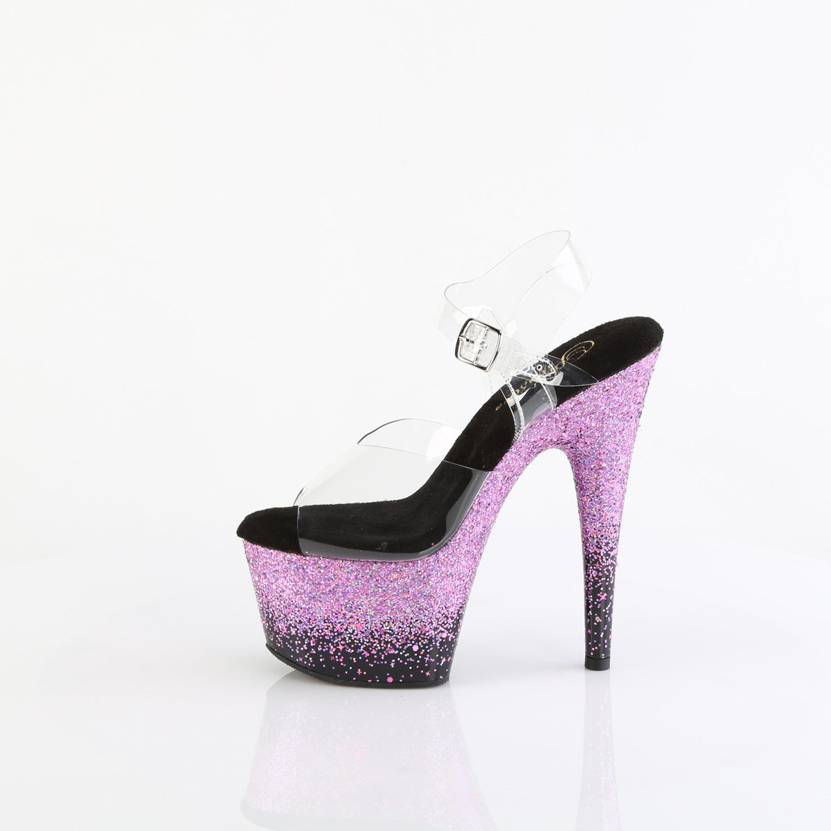 Pleaser ADORE-708SS CLR/BLK-Purple Multi Glitter
