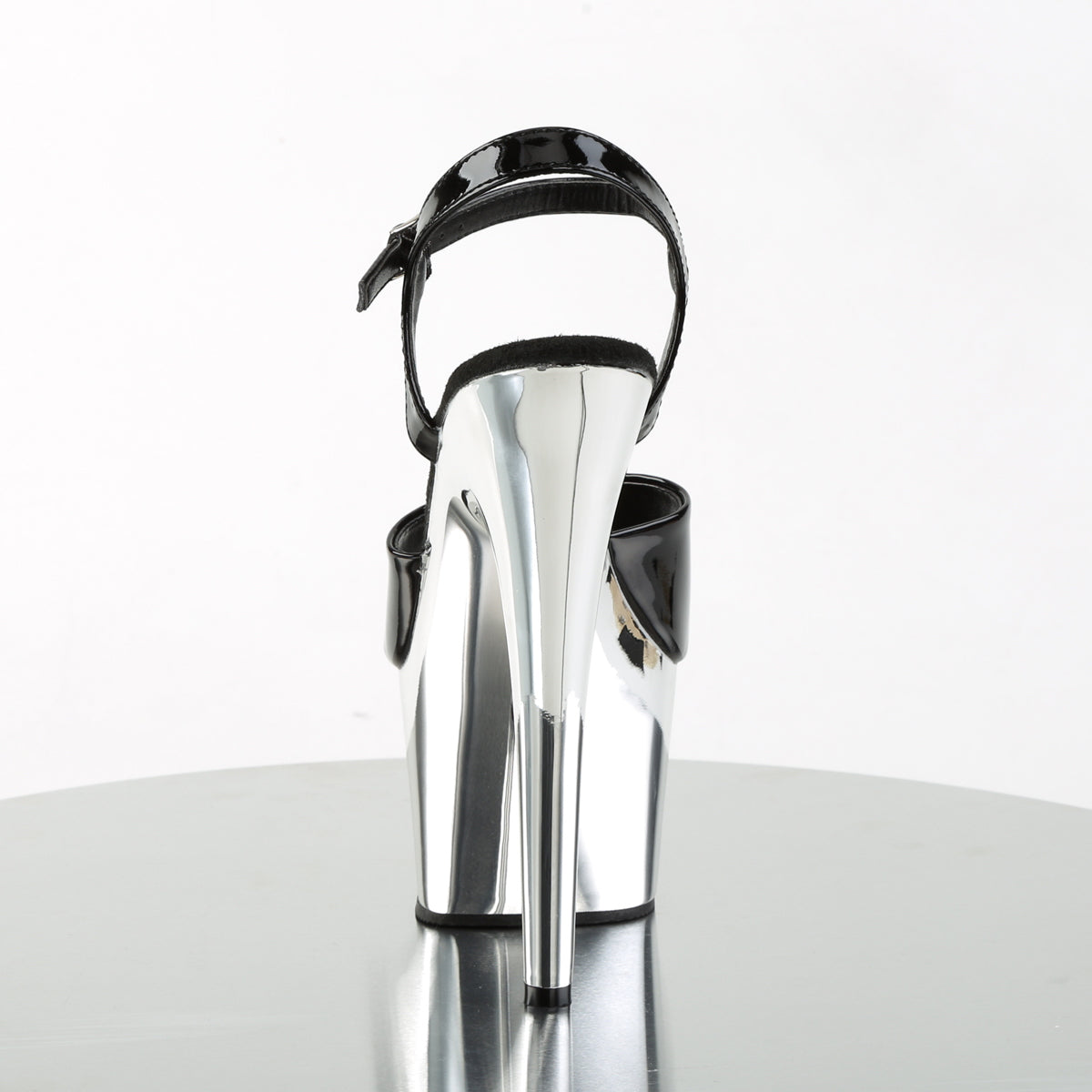 Pleaser Sandalias para mujer ADORE-709 BLK PAT / SLV Chrome