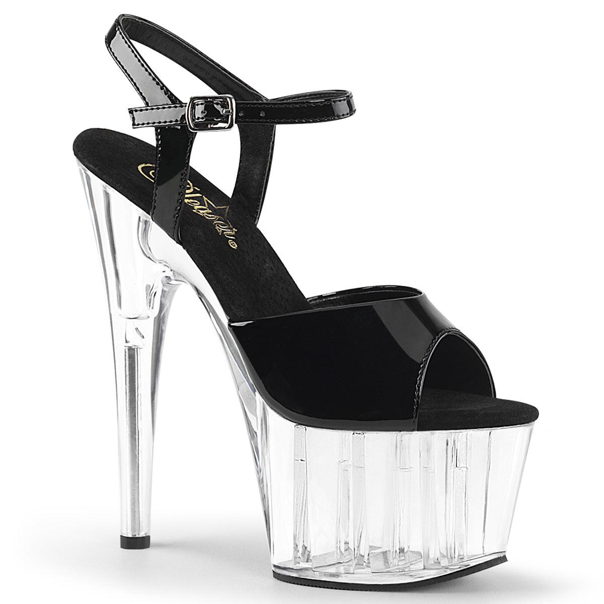Pleaser Sandalias para mujer ADORE-709 BLK PAT / CLR
