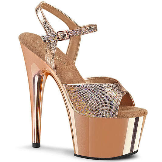 Pleaser Sandalias para mujer ADORE-709 oro rosa textured metallic / rosalgold chrome