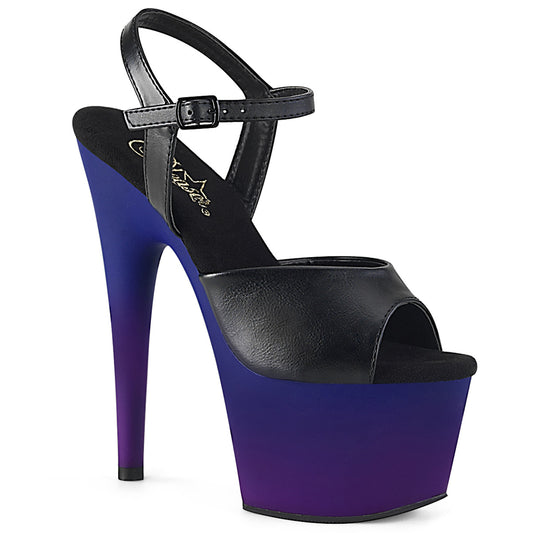 Pleaser Sandalias para mujer ADORE-709bp Blk Faux Cuero / Blue-Purple Ombre