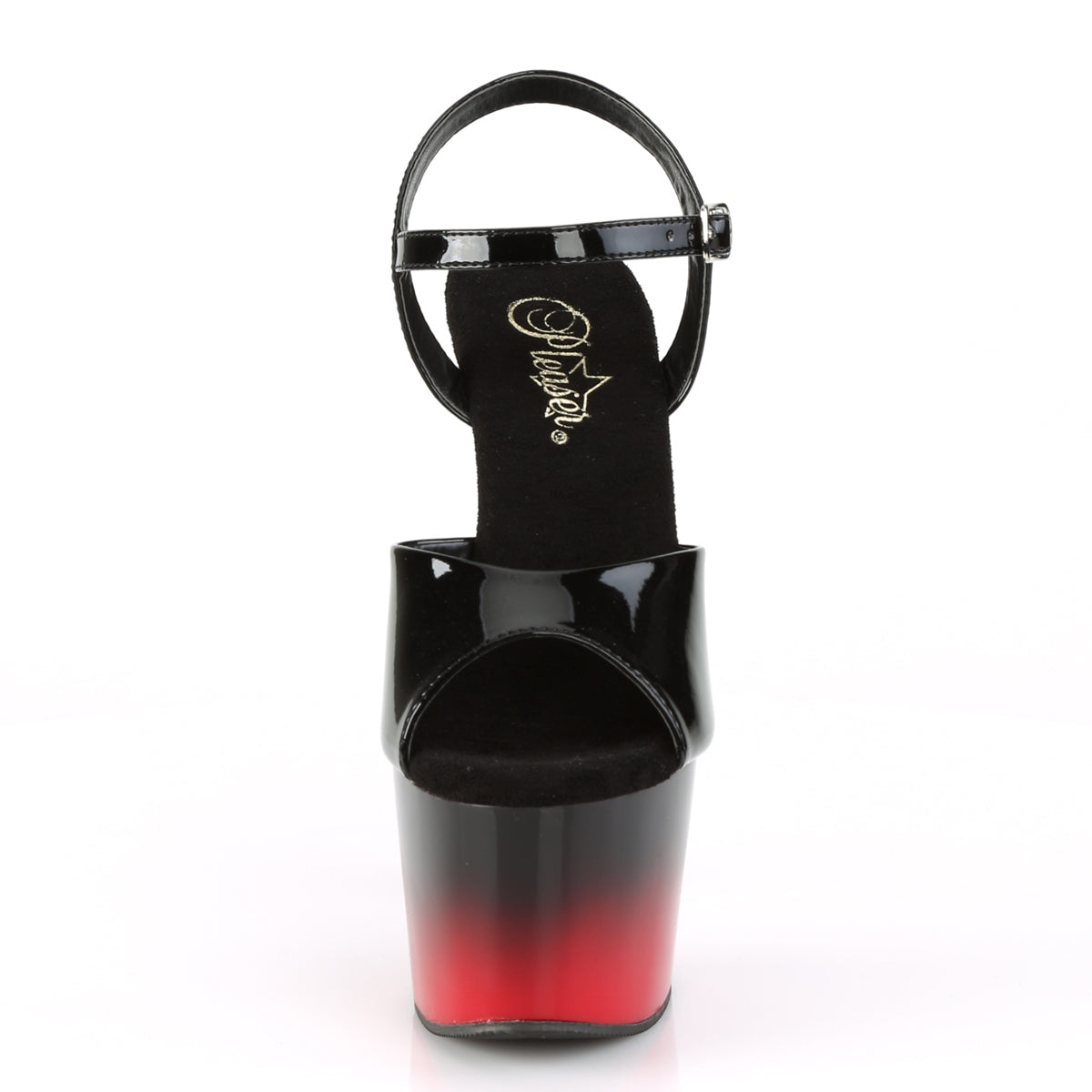 Pleaser Sandalias para mujer ADORE-709BR-H BLK PAT / BLK-ROJO
