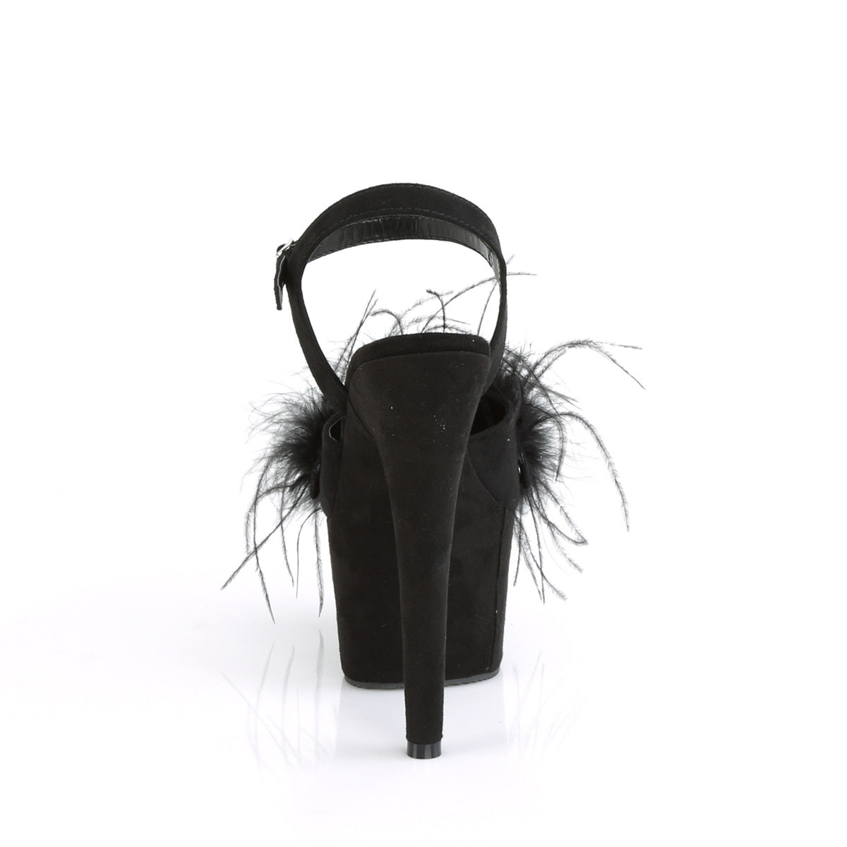 Pleaser Sandalias para mujer ADORE-709F BLK Faux Suede-Feather / Blk Faux Suede