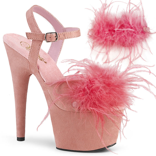 Pleaser Sandalias para mujer ADORE-709F B. Pink F.Suede-Feather / B. Pink F.Suede
