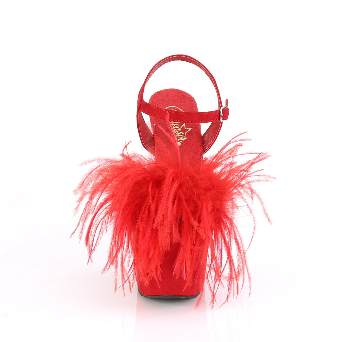 Pleaser Sandalias para mujer ADORE-709F Red Faux Suede-Feather / Red Faux Suede