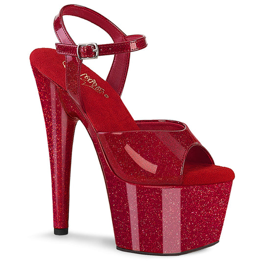 Pleaser   ADORE-709gp Ruby Red Glitter Pat/M