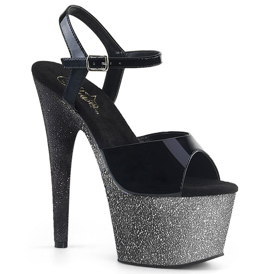 Pleaser Sandalias para mujer ADORE-709MBRE BLK PAT / SLV-BLK OMBRE