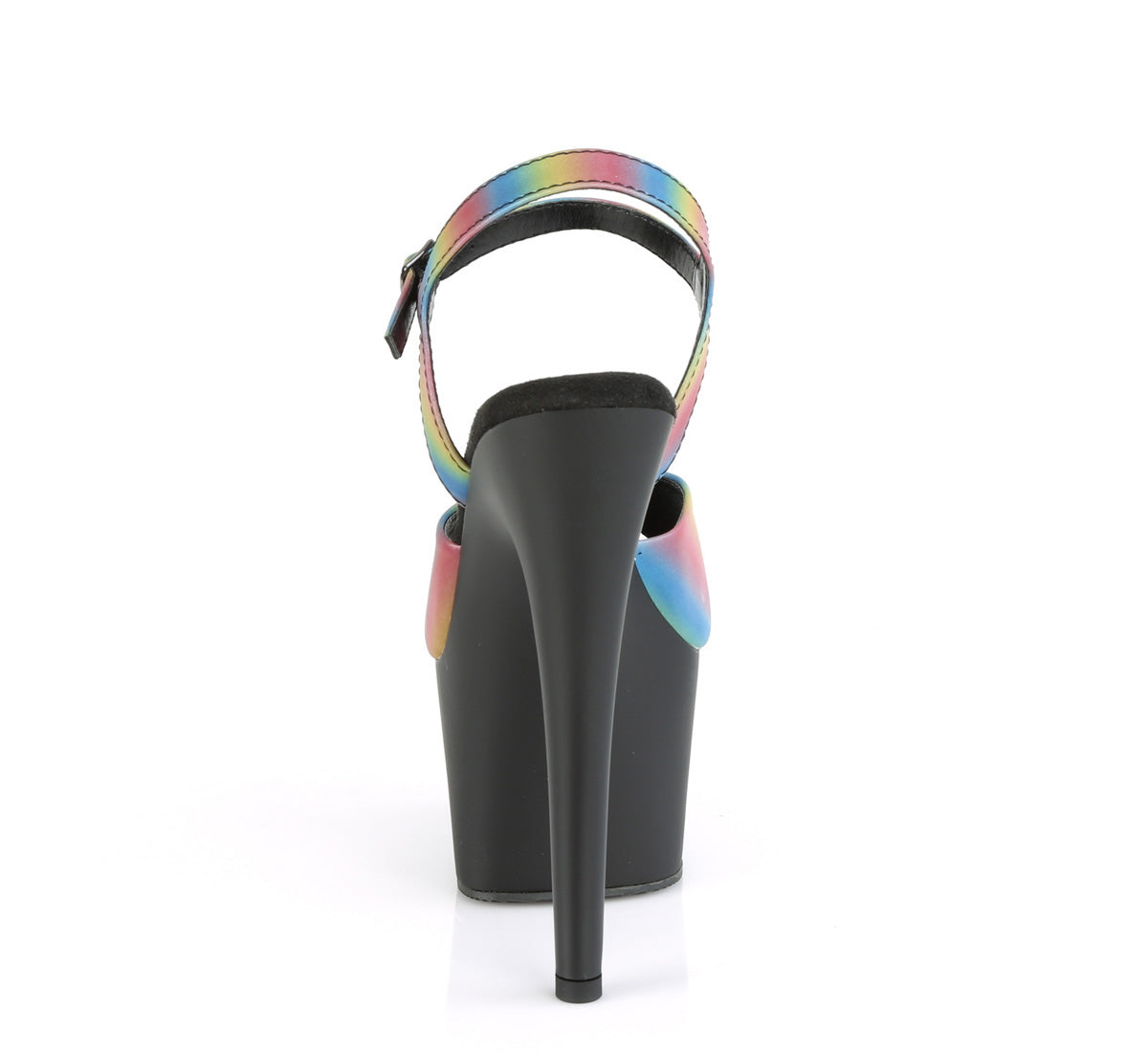 Pleaser Womens Sandals ADORE-709REFL-02 Rainbow Reflective/Blk Matte