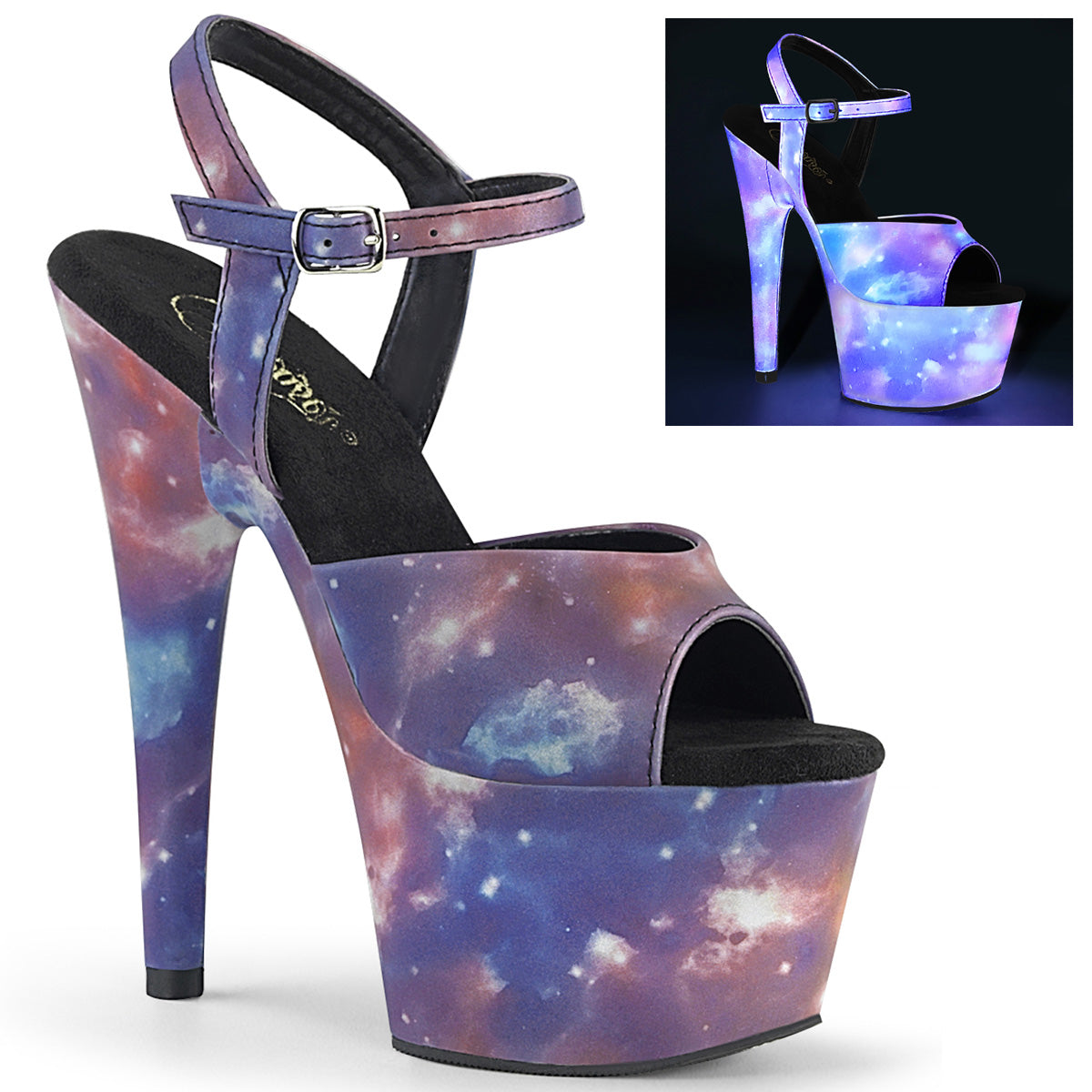 Pleaser Sandalias para mujer ADORE-709REFL PURPLE-AZUL REFLEADA DE AZULO PURPLE-AZUL