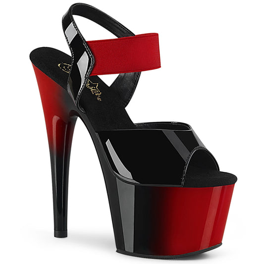 Pleaser Sandalias para mujer ADORE-714BR BLK BLK PAT-RED BANDA ELÁSTICA / RED-BLK