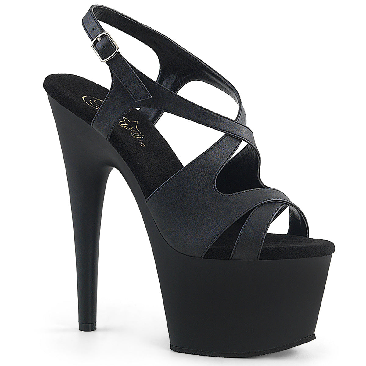 Pleaser Sandalias para mujer ADORE-730 Blk Faux Cuero / Blk Mate