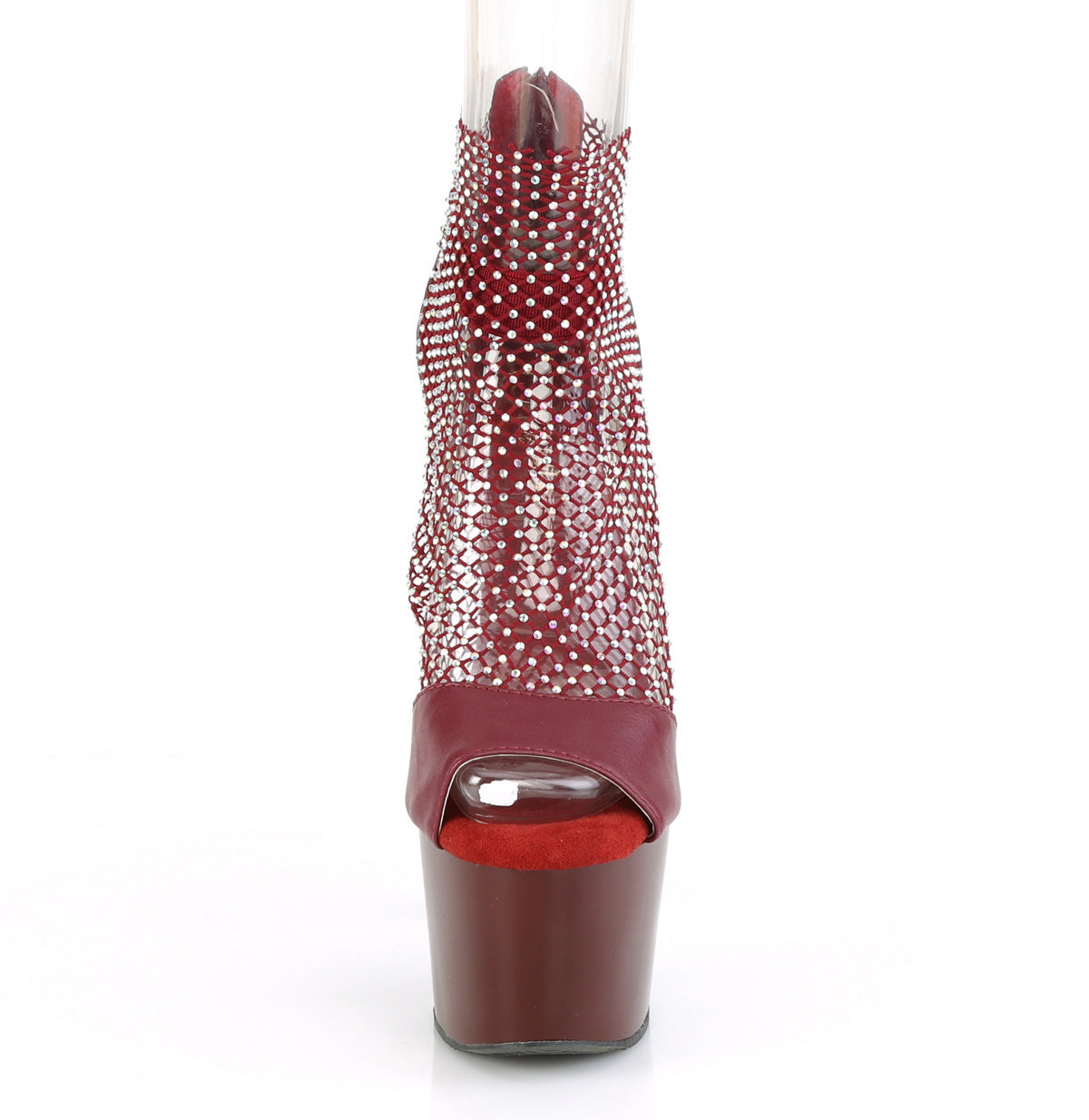 Pleaser Sandalias para mujer ADORE-765RM Borgoña F.Leather-RS Malla / Burgundy Matt