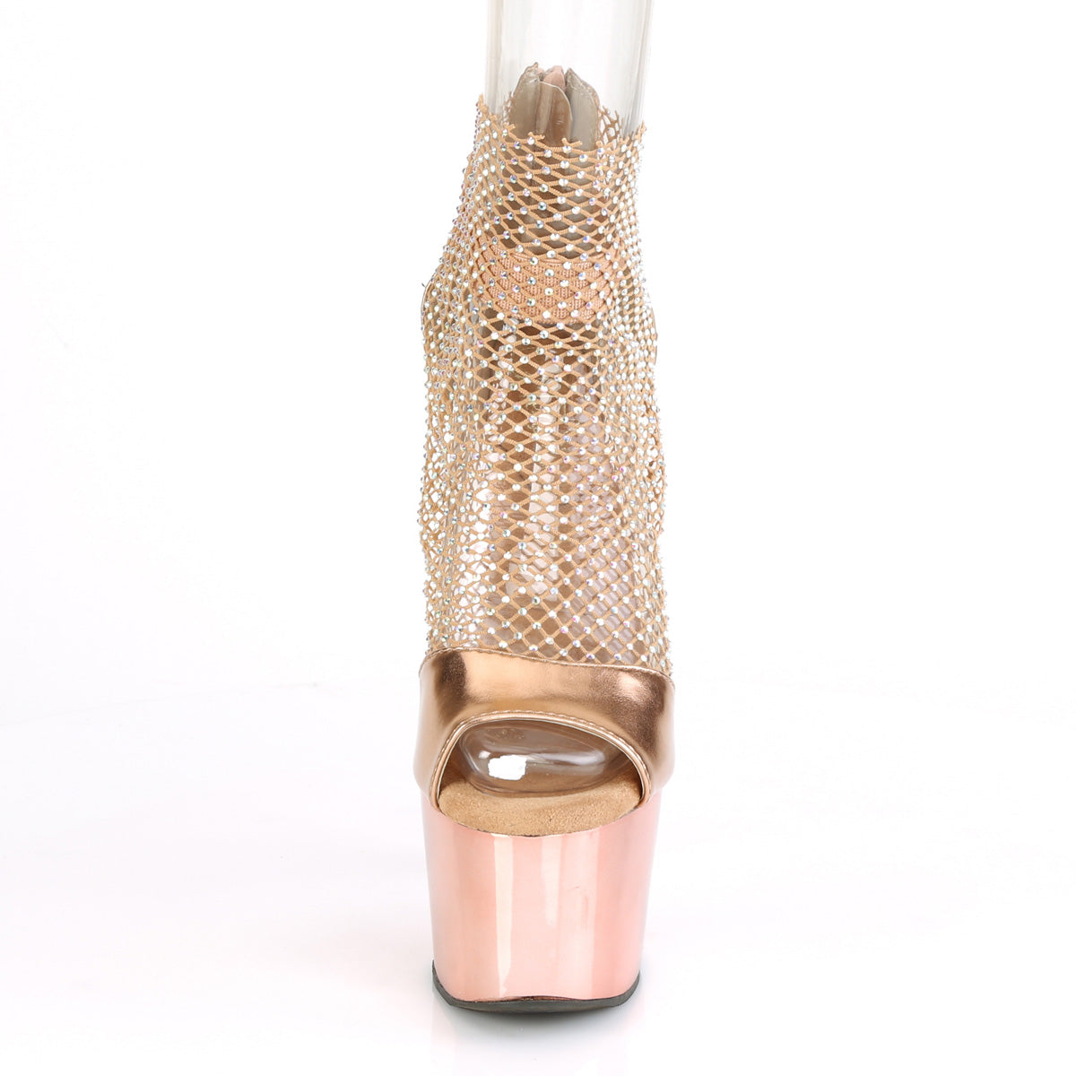 Pleaser Sandalias para mujer ADORE-765RM R.Gold Metallic PU-RS MESH / R.Gold Chrome