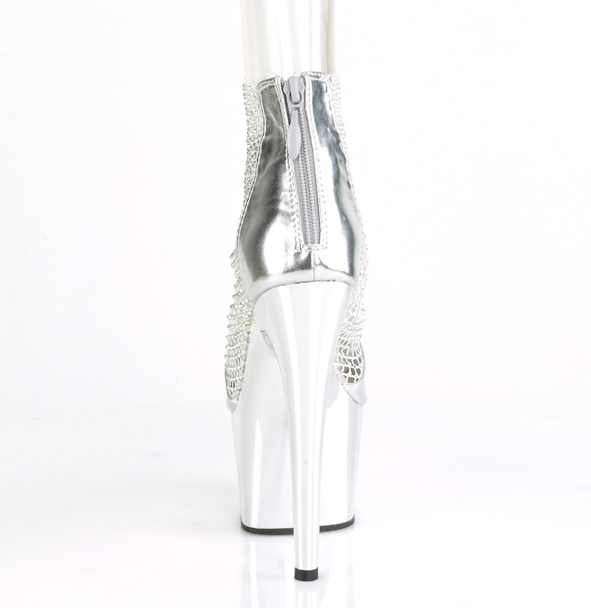 Pleaser Sandalias para mujer ADORE-765RM SLV METALIC PU-RS MESH / SLV Chrome