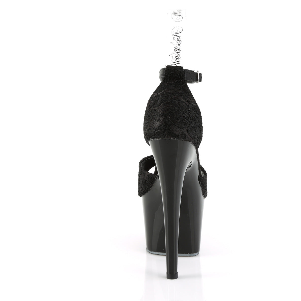 Pleaser Sandalias para mujer ADORE-768 BLK SATIN-BLK LACE / BLK