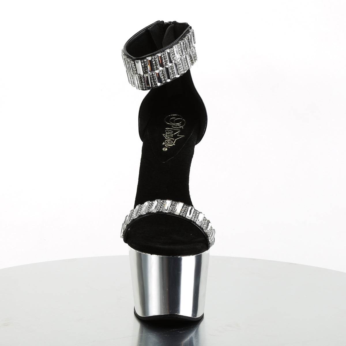 Pleaser Sandalias para mujer ADORE-769RS BLK / SLV Chrome