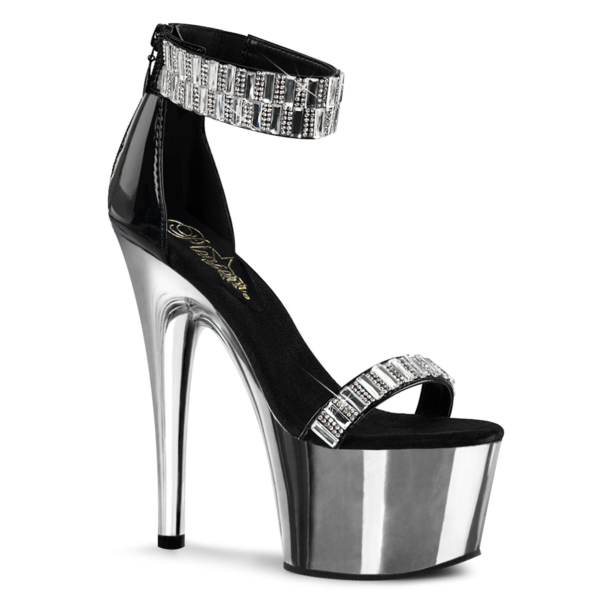 Pleaser Sandalias para mujer ADORE-769RS BLK / SLV Chrome