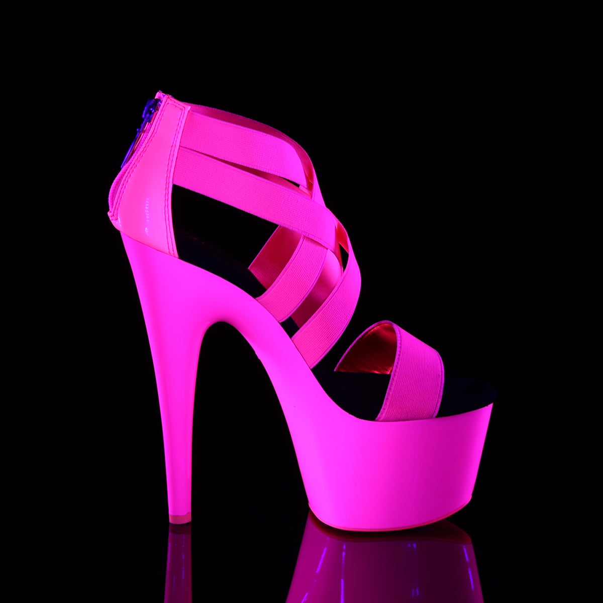 Pleaser Sandalias para mujer ADORE-769UV Neon H. Pink Elastic Band-Pat / Neon H. Pink