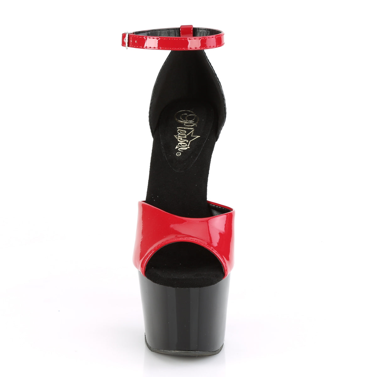Pleaser Sandalias para mujer ADORE-789 RED-BLK PAT / BLK-ROJO
