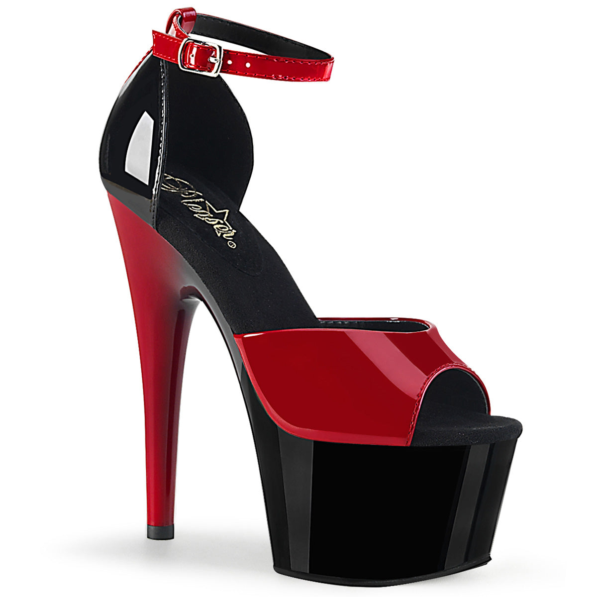 Pleaser Sandalias para mujer ADORE-789 RED-BLK PAT / BLK-ROJO