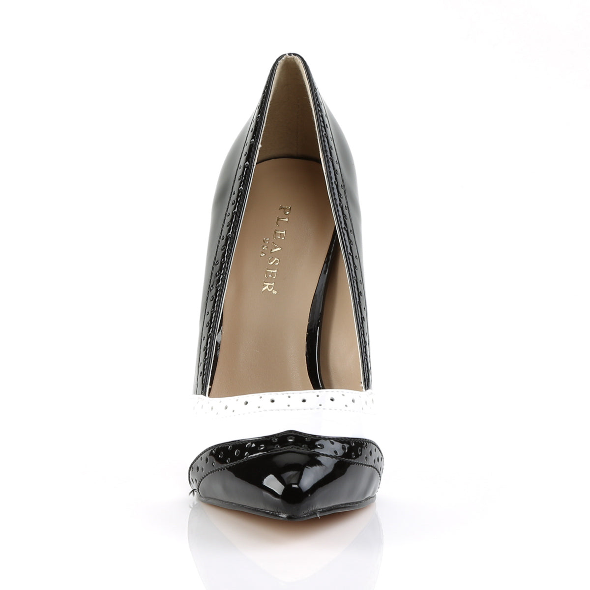 Pleaser Bombas para mujer AMUSE-26 BLK-WHT PAT