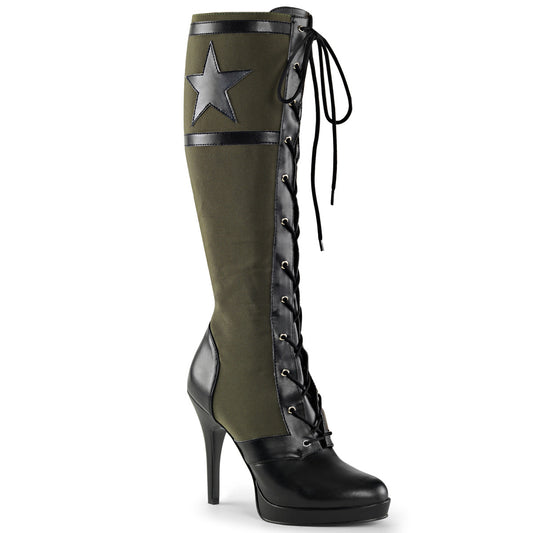 Funtasma Botas de mujer ARENA-2022 Blk PU-Ejército Verde Lienzo