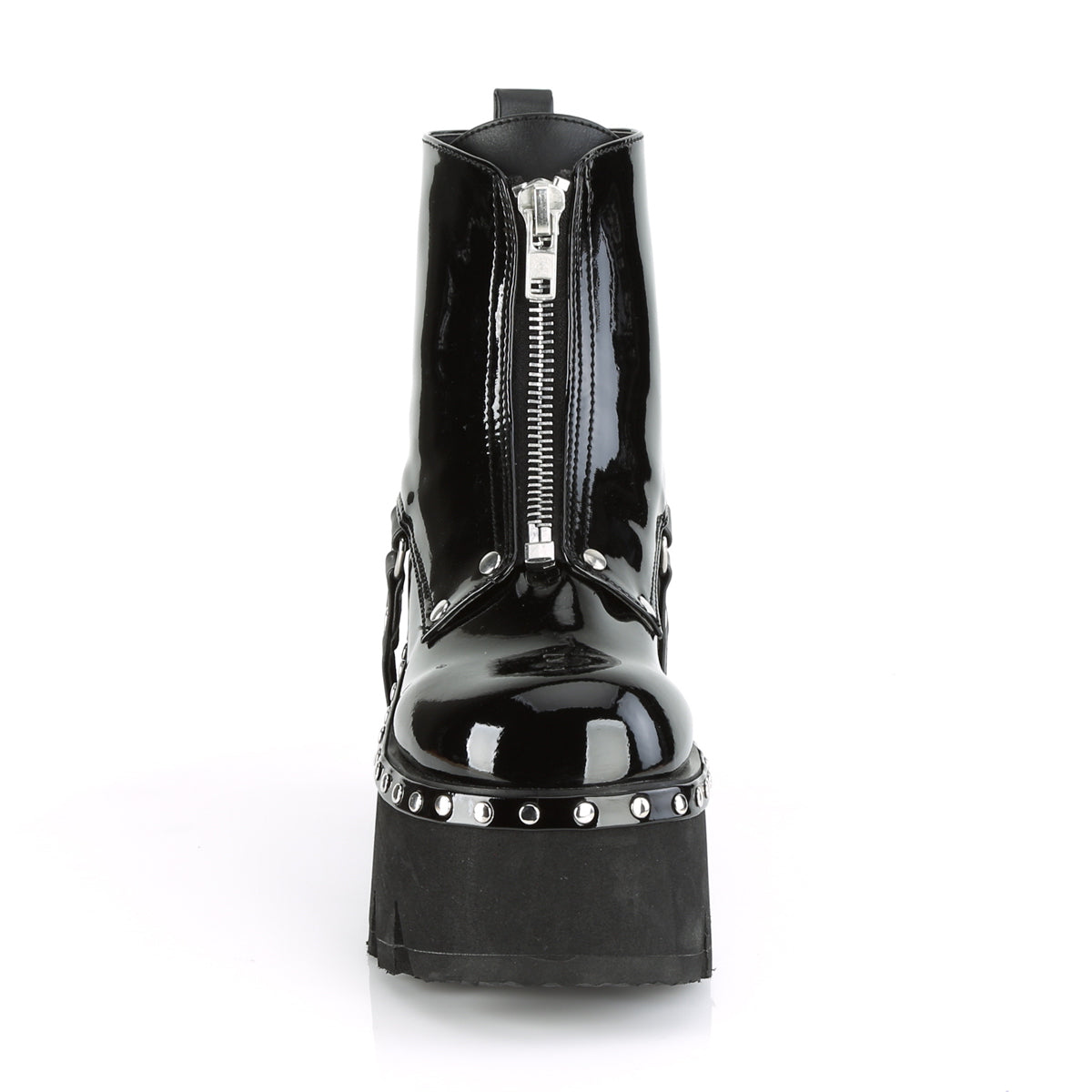 DemoniaCult Botas de tobillo para mujeres ASHES-100 BLK Pat-Vegan Leather