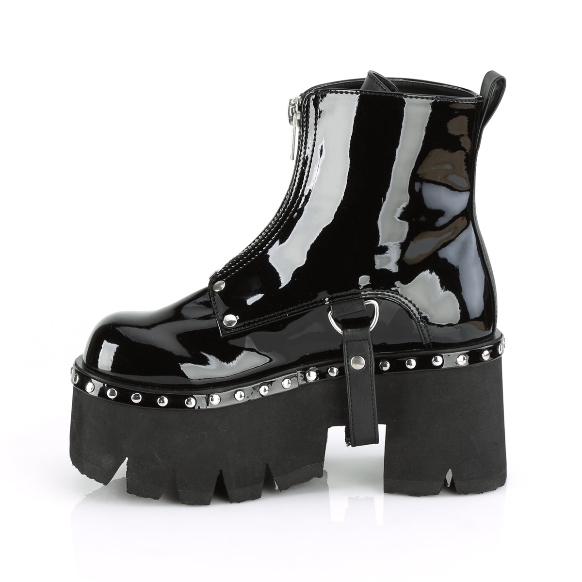 DemoniaCult Botas de tobillo para mujeres ASHES-100 BLK Pat-Vegan Leather
