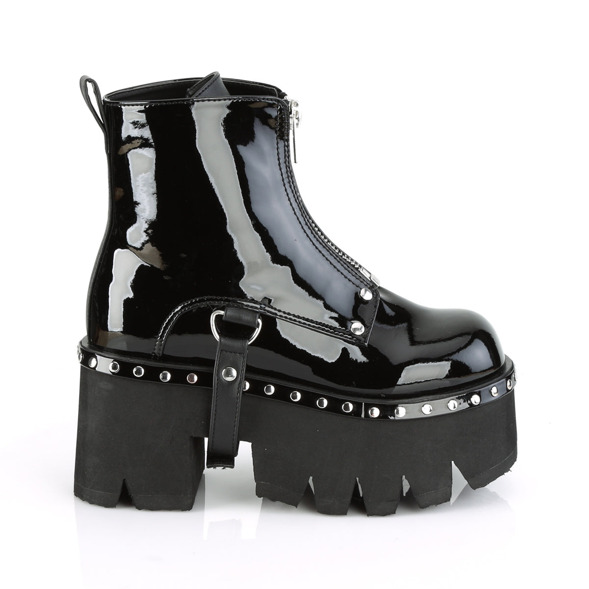 DemoniaCult Botas de tobillo para mujeres ASHES-100 BLK Pat-Vegan Leather