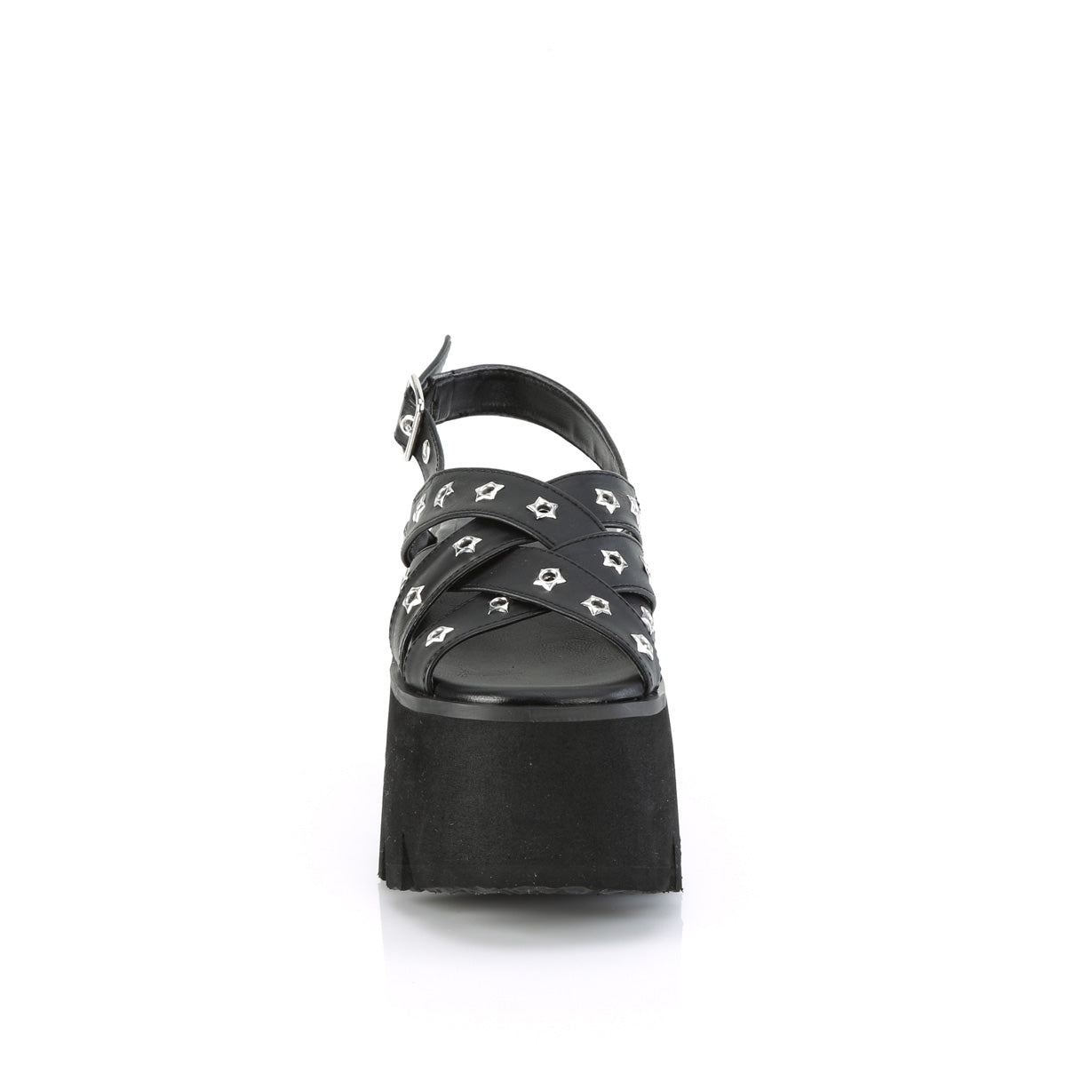 DemoniaCult Sandalias ASHES-12 BLK de cuero vegano