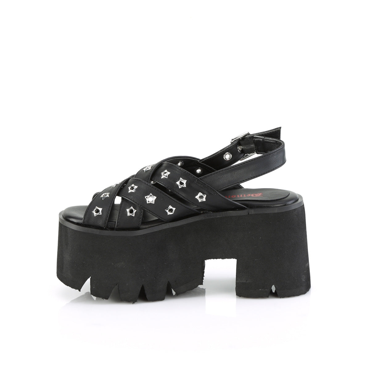 DemoniaCult Sandalias ASHES-12 BLK de cuero vegano