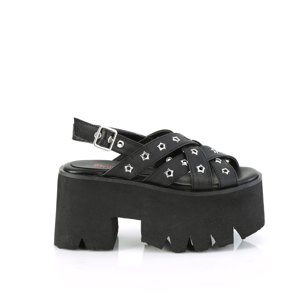 DemoniaCult Sandalias ASHES-12 BLK de cuero vegano