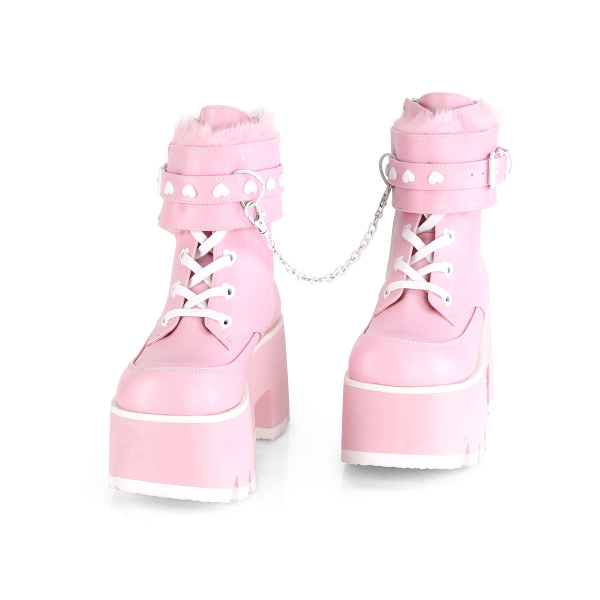 DemoniaCult Ankle Boots ASHES-57 B. Pink Vegan Leather