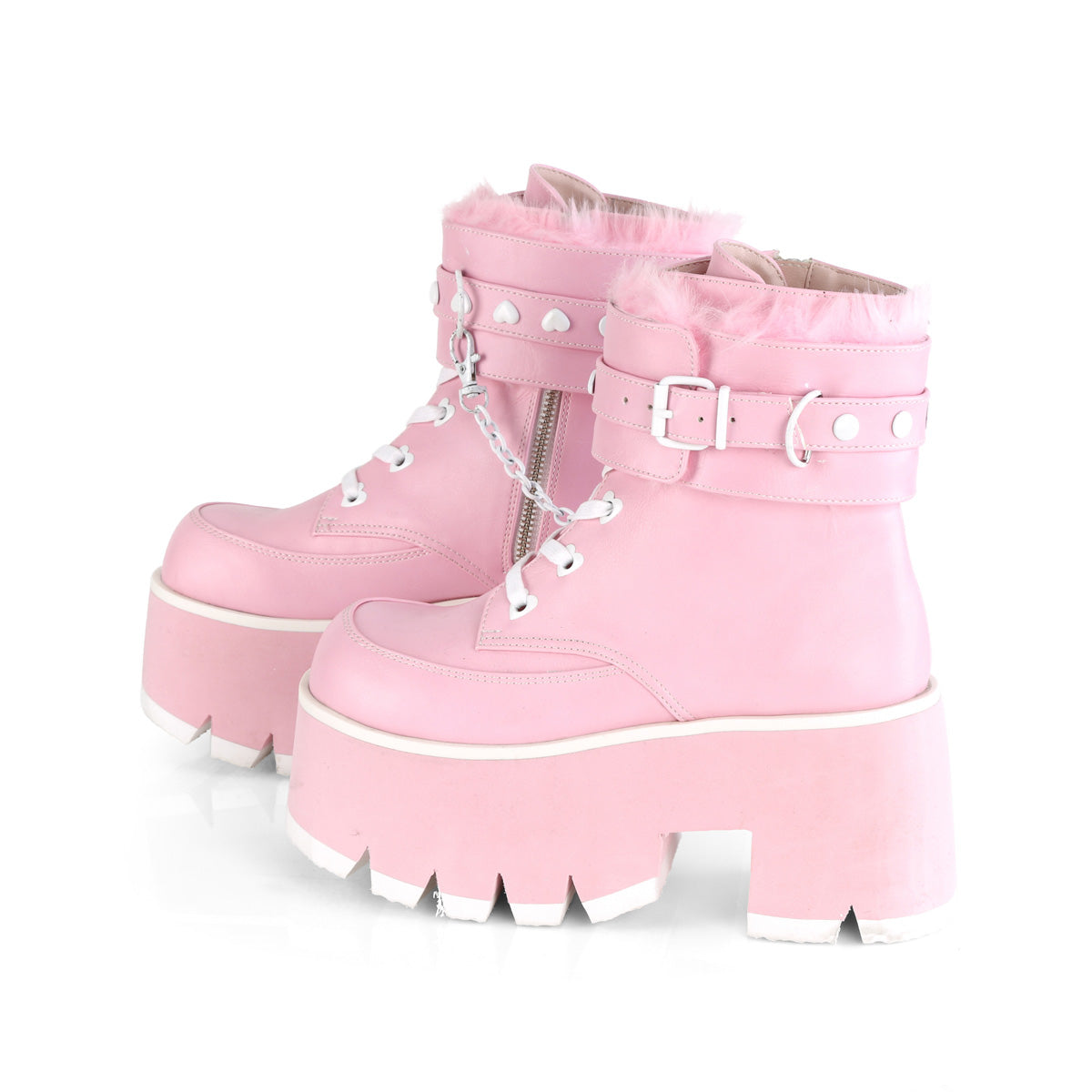 DemoniaCult Ankle Boots ASHES-57 B. Pink Vegan Leather