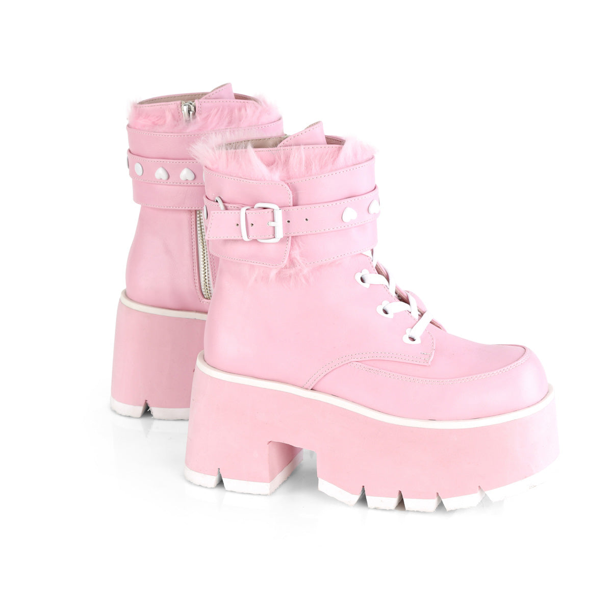 DemoniaCult Ankle Boots ASHES-57 B. Pink Vegan Leather