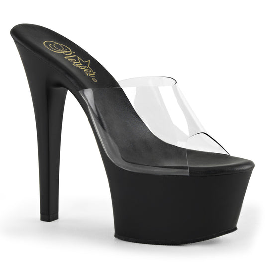 Pleaser Sandalias para mujer ASPIRE-601 CLR / BLK MATE