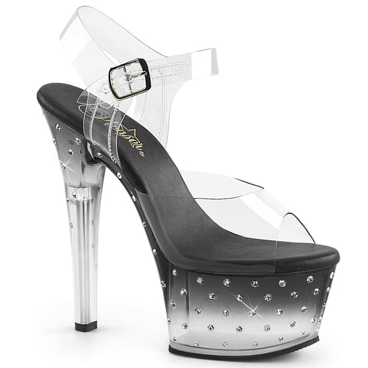 Pleaser Sandalias para mujer ASPIRE-608STD CLR / BLK-CLR
