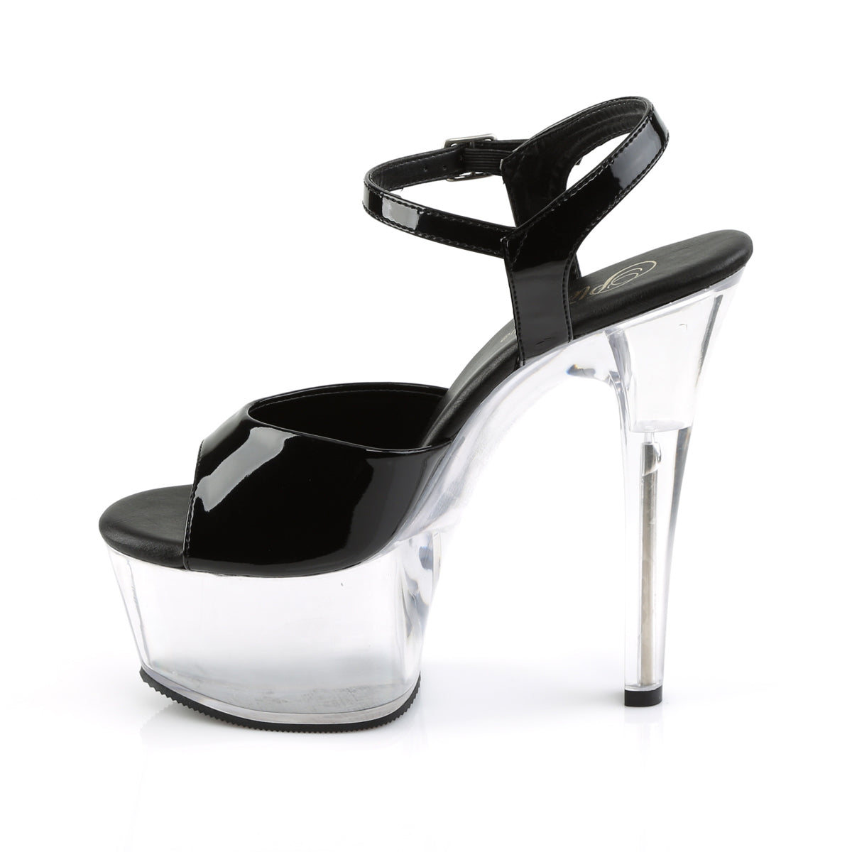 Pleaser Sandalias para mujer ASPIRE-609 BLK PAT / CLR