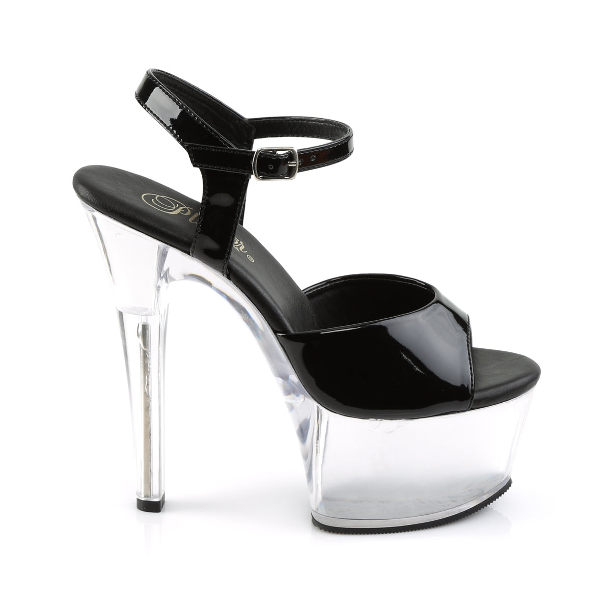 Pleaser Sandalias para mujer ASPIRE-609 BLK PAT / CLR