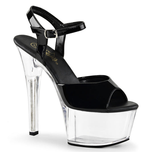 Pleaser Sandalias para mujer ASPIRE-609 BLK PAT / CLR