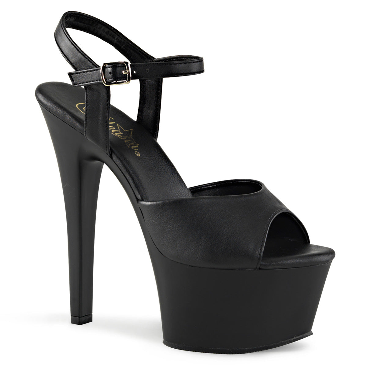 Pleaser Sandalias para mujer ASPIRE-609 Blk Faux Cuero / Blk Mate