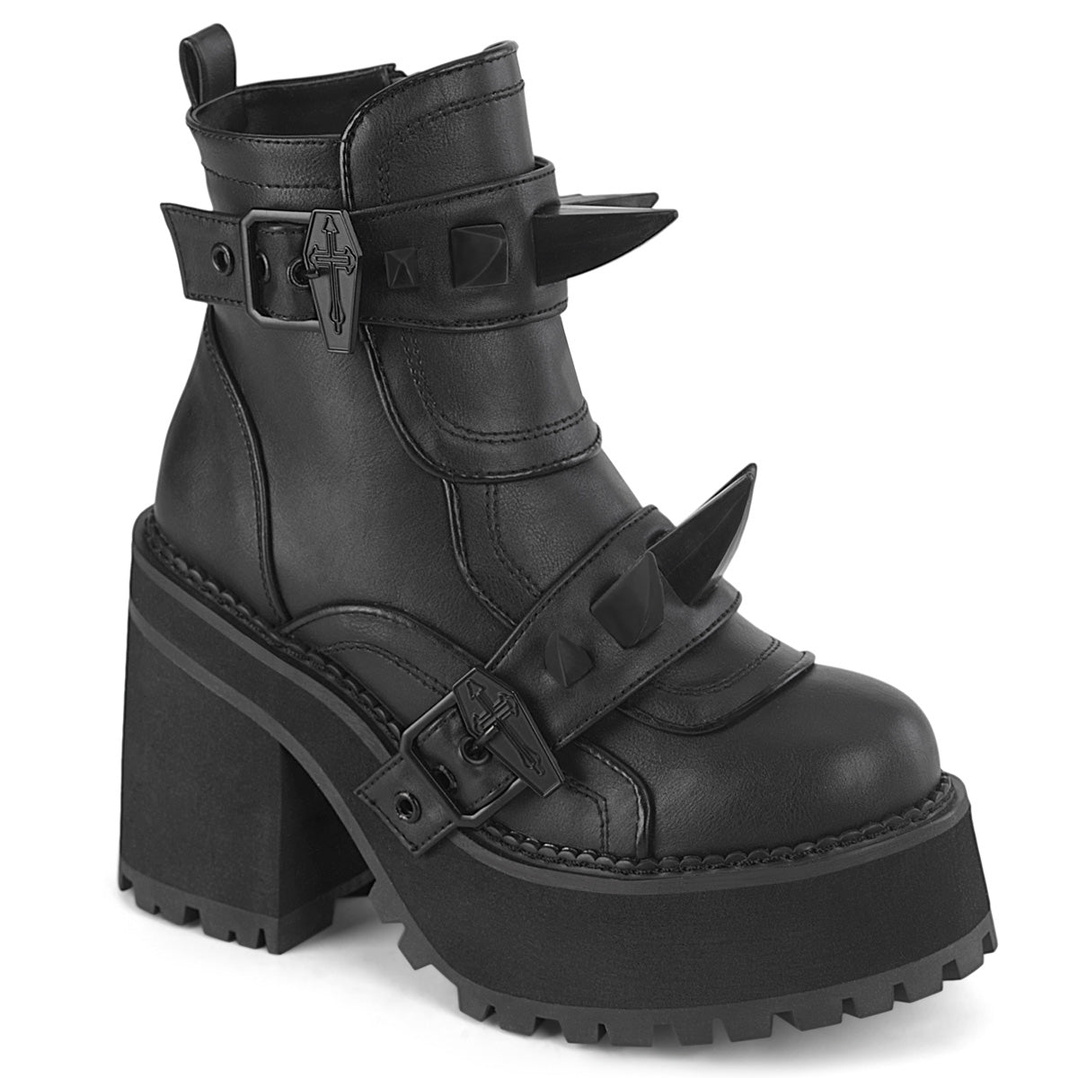 DemoniaCult ASSAULT-72 BLK de cuero vegano