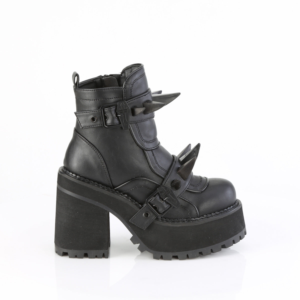 DemoniaCult ASSAULT-72 BLK de cuero vegano